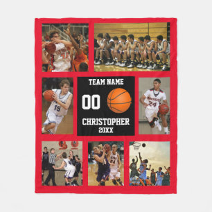 Basketball photo collage fleece blanket