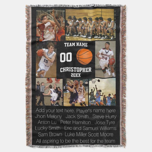 Basketball photo collage fleece blanket (Front Vertical)
