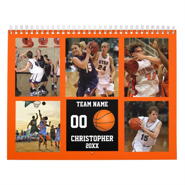 Basketball Photo Collage Personalised Calendar (Cover)
