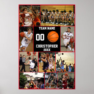 Basketball Photo Collage Team End Season Keepsake Poster