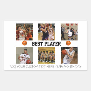 Basketball photo collage template Photo Block Rectangular Sticker