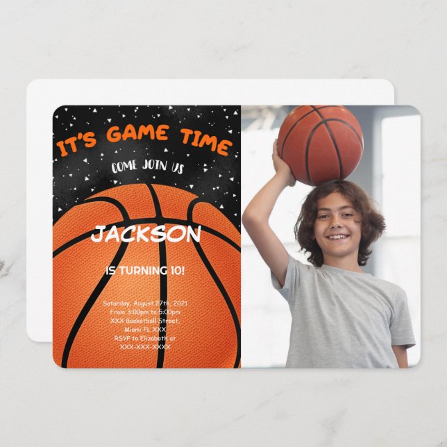 Basketball Photo Invitation (Front/Back)