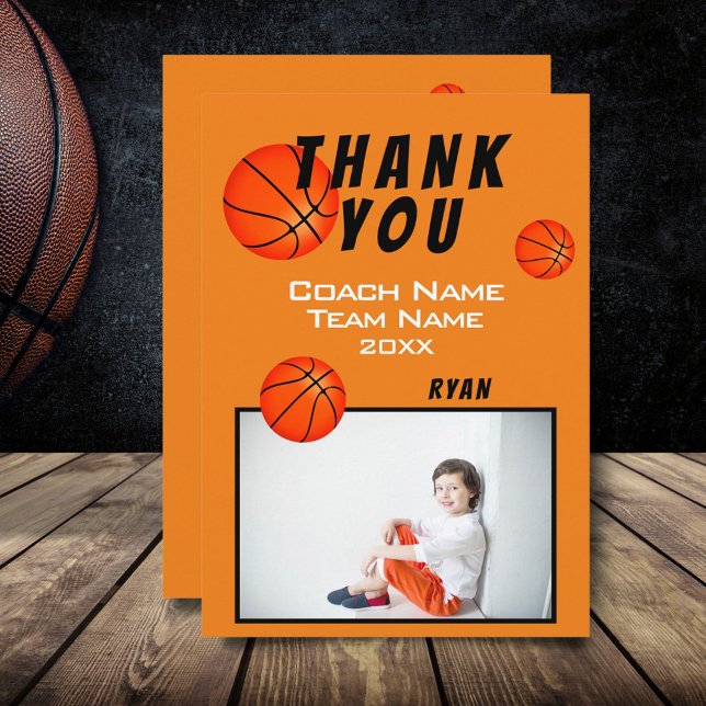 Basketball Photo Thank you Coach Card (Creator Uploaded)