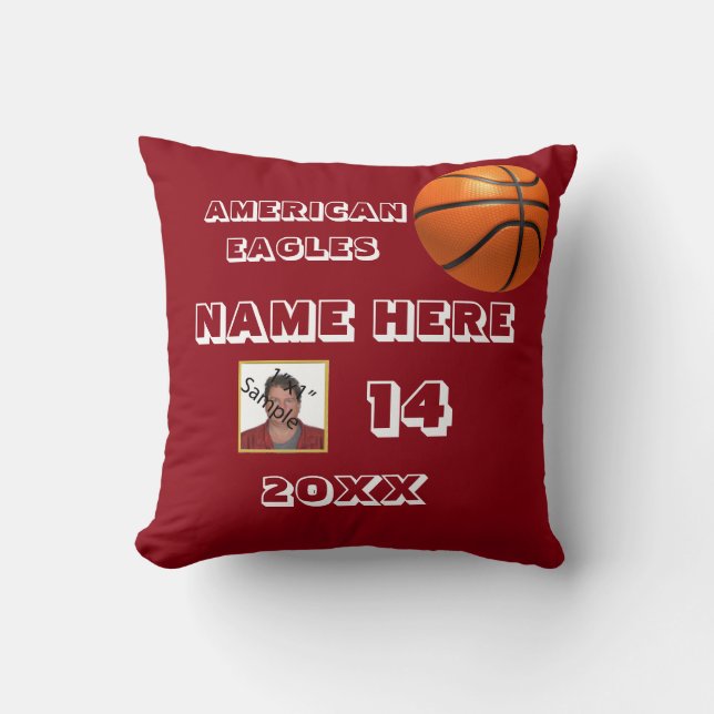 Basketball Picture Pillow with Red (Front)