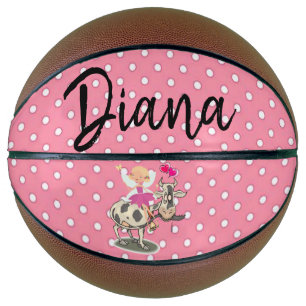 Basketball Pink Polk a dot Cow Pink Hearts