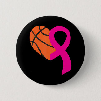 Basketball Pink Ribbon Cool Breast Cancer 6 Cm Round Badge