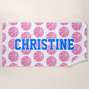 Basketball Pink Summer Holiday Sporty Vibes Beach Towel