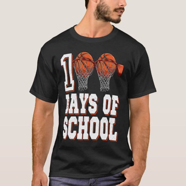 Basketball Player 100 Days Of School Student Boys  T-Shirt (Front)