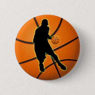 BASKETBALL PLAYER 6 CM ROUND BADGE