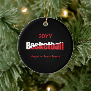 Basketball Player Abstract Swish - Word Art Ceramic Ornament