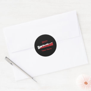 Basketball Player Abstract Swish - Word Art Classic Round Sticker