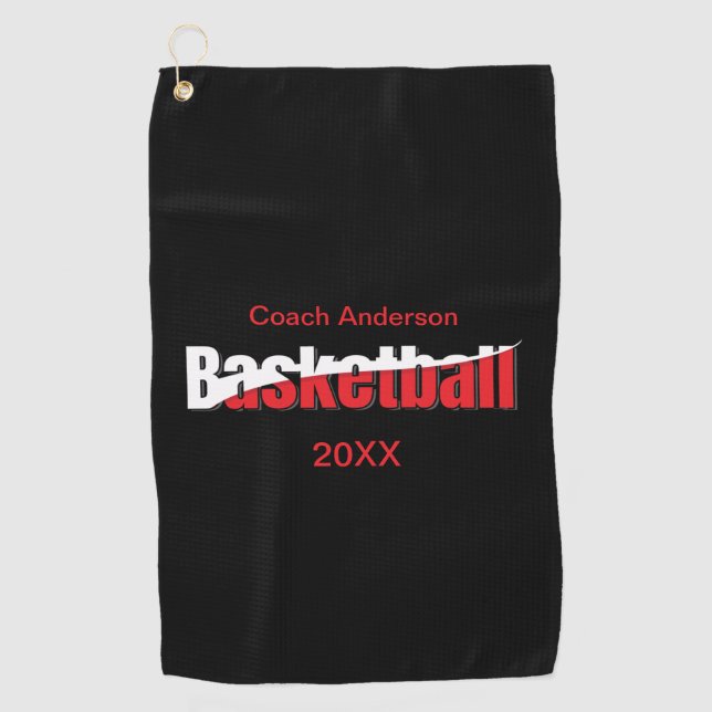 Basketball Player Abstract Swish - Word Art Golf Towel (Front)