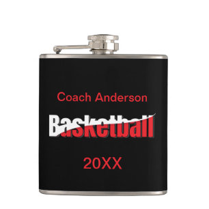 Basketball Player Abstract Swish - Word Art Hip Flask
