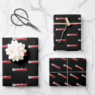Basketball Player Abstract Swish - Word Art Wrapping Paper Sheet