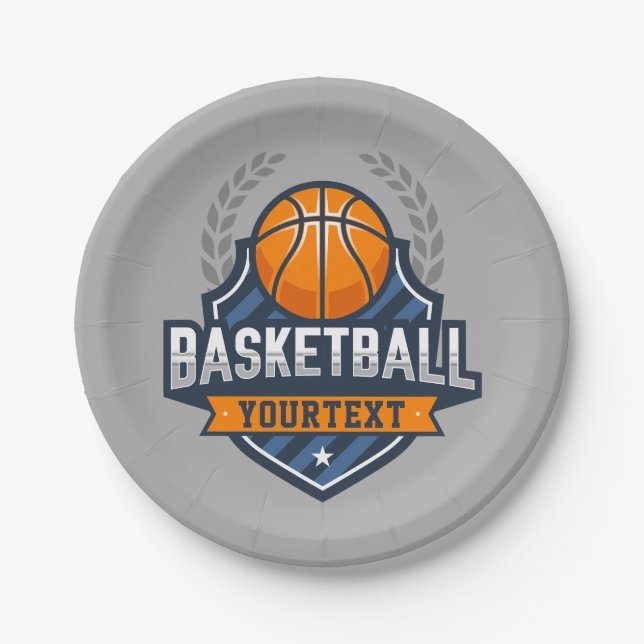 Basketball Player ADD NAME Varsity School Team Paper Plate (Front)