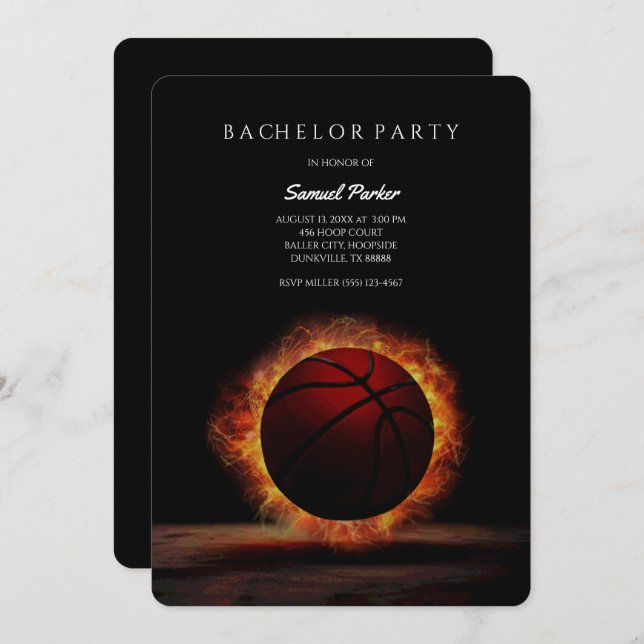 Basketball Player Bachelor / Birthday Party Sports Invitation (Front/Back)