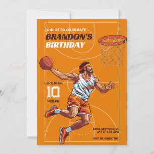 Basketball player birthday   invitation