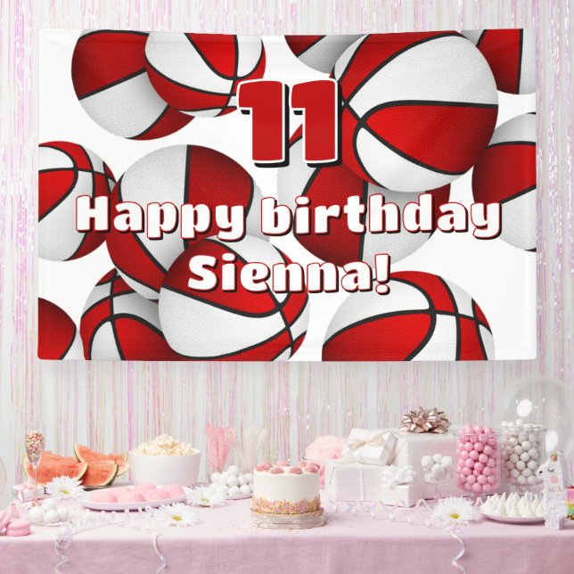 basketball player birthday party red white banner (Party)