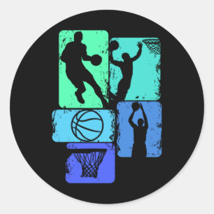 Basketball Player Boys Kids Men (2)  Classic Round Sticker