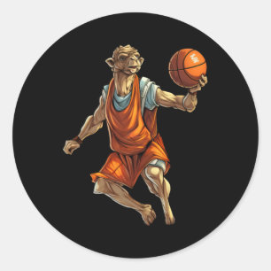Basketball Player Camel Classic Round Sticker