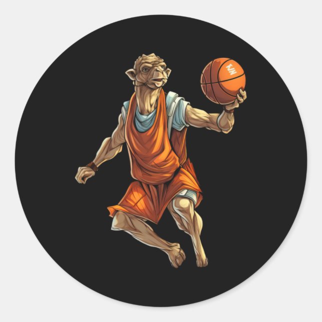 Basketball Player Camel  Classic Round Sticker (Front)