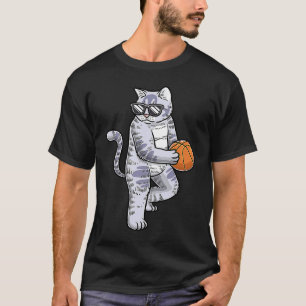 Basketball Player Cat With Basketball Ball T-Shirt