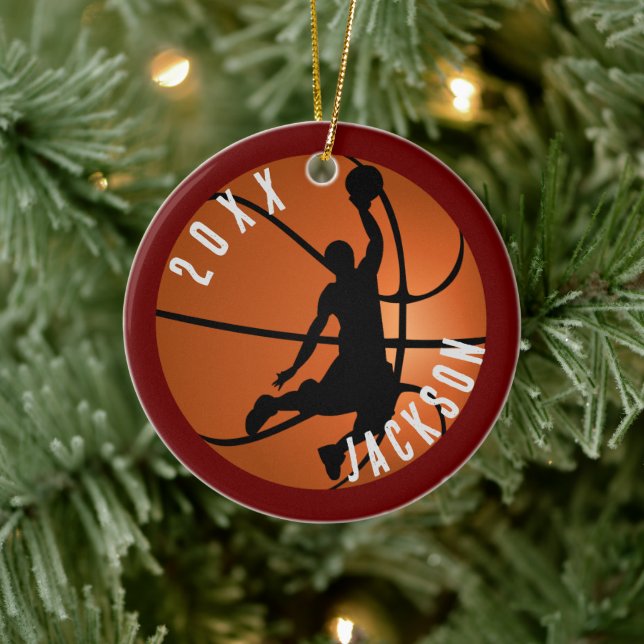 Basketball Player Christmas Ceramic Ornament (Tree)