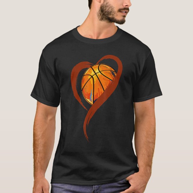 Basketball Player Coach Team Ball Heart Athlete Sp T-Shirt (Front)