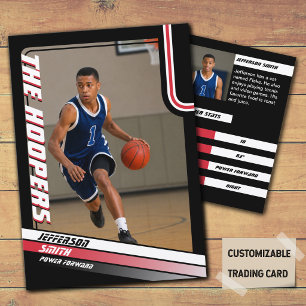 Basketball Player Custom Black Trading Card Red