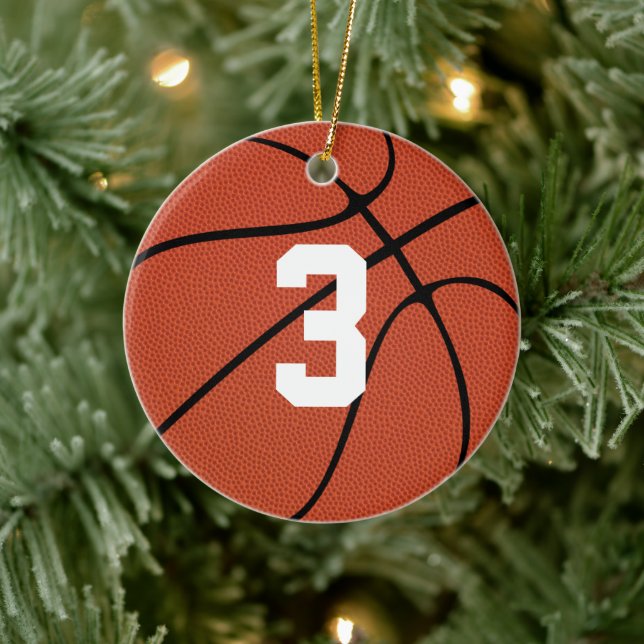 Basketball Player Custom Jersey Number or Letters Ceramic Ornament (Tree)