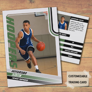 Basketball Player Custom Trading Card Black Green