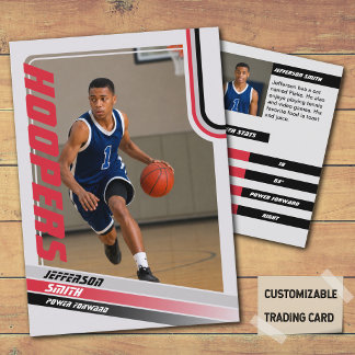 Basketball Player Custom Trading Card In Black Red