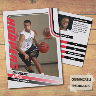 Basketball Player Custom Trading Card In Black Red