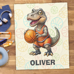 Basketball Player Cute Dinosaur Fleece Blanket