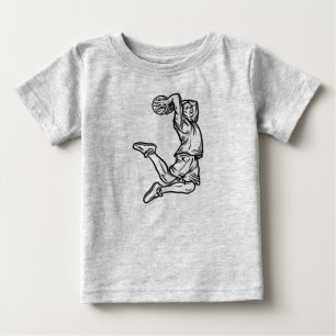 Basketball Player Doing Slam Dunk Dark Design Baby T-Shirt
