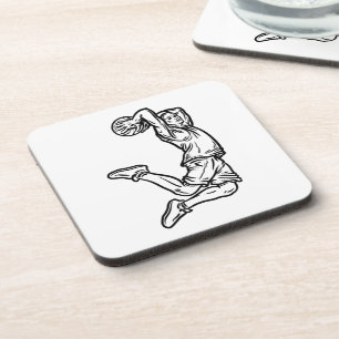Basketball Player Doing Slam Dunk Dark Design Coaster