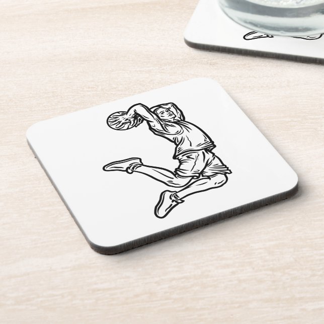 Basketball Player Doing Slam Dunk Dark Design Coaster (Left Side)