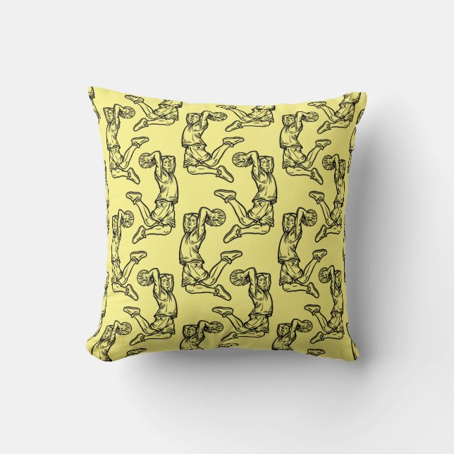Basketball Player Doing Slam Dunk Dark Design Cushion (Front)