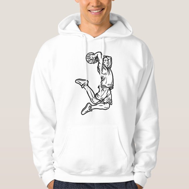 Basketball Player Doing Slam Dunk Dark Design Hoodie (Front)