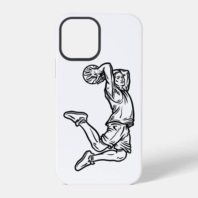 Basketball Player Doing Slam Dunk Dark Design iPhone Case (Back)