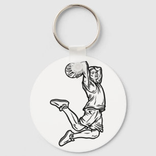 Basketball Player Doing Slam Dunk Dark Design Key Ring