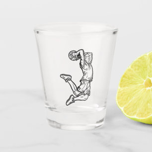 Basketball Player Doing Slam Dunk Dark Design Shot Glass