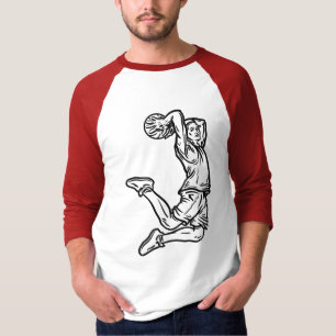 Basketball Player Doing Slam Dunk Dark Design T-Shirt