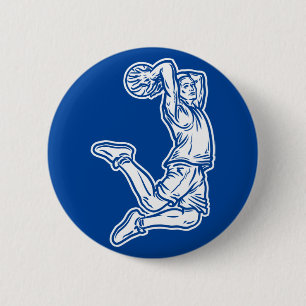 Basketball Player Doing Slam Dunk Light Design 6 Cm Round Badge