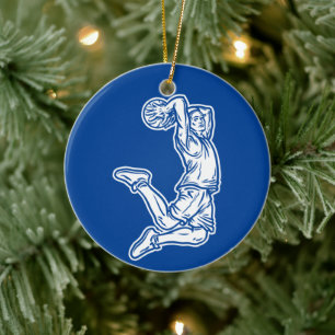 Basketball Player Doing Slam Dunk Light Design Ceramic Ornament