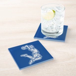 Basketball Player Doing Slam Dunk Light Design Glass Coaster