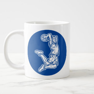 Basketball Player Doing Slam Dunk Light Design Large Coffee Mug