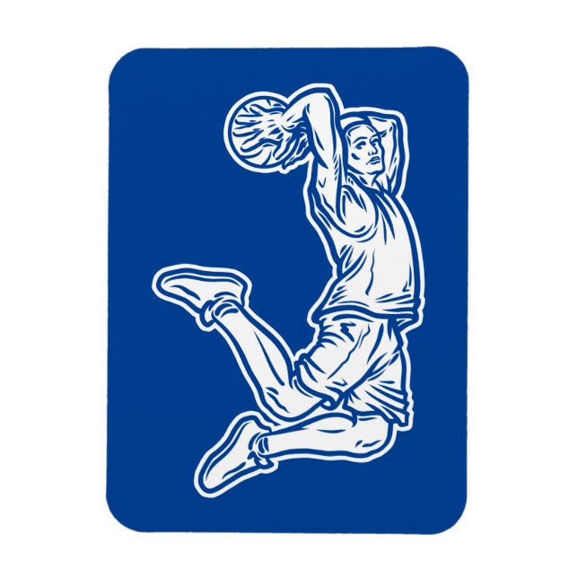Basketball Player Doing Slam Dunk Light Design Magnet (Vertical)