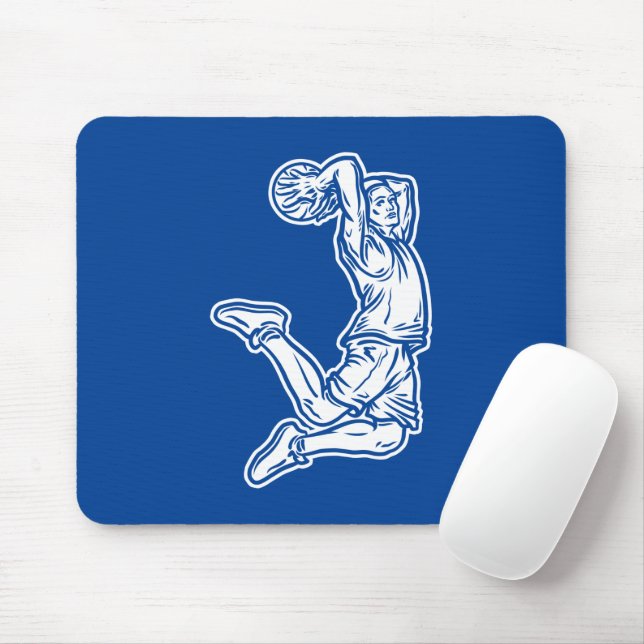 Basketball Player Doing Slam Dunk Light Design Mouse Pad (With Mouse)