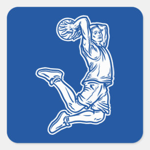 Basketball Player Doing Slam Dunk Light Design Square Sticker